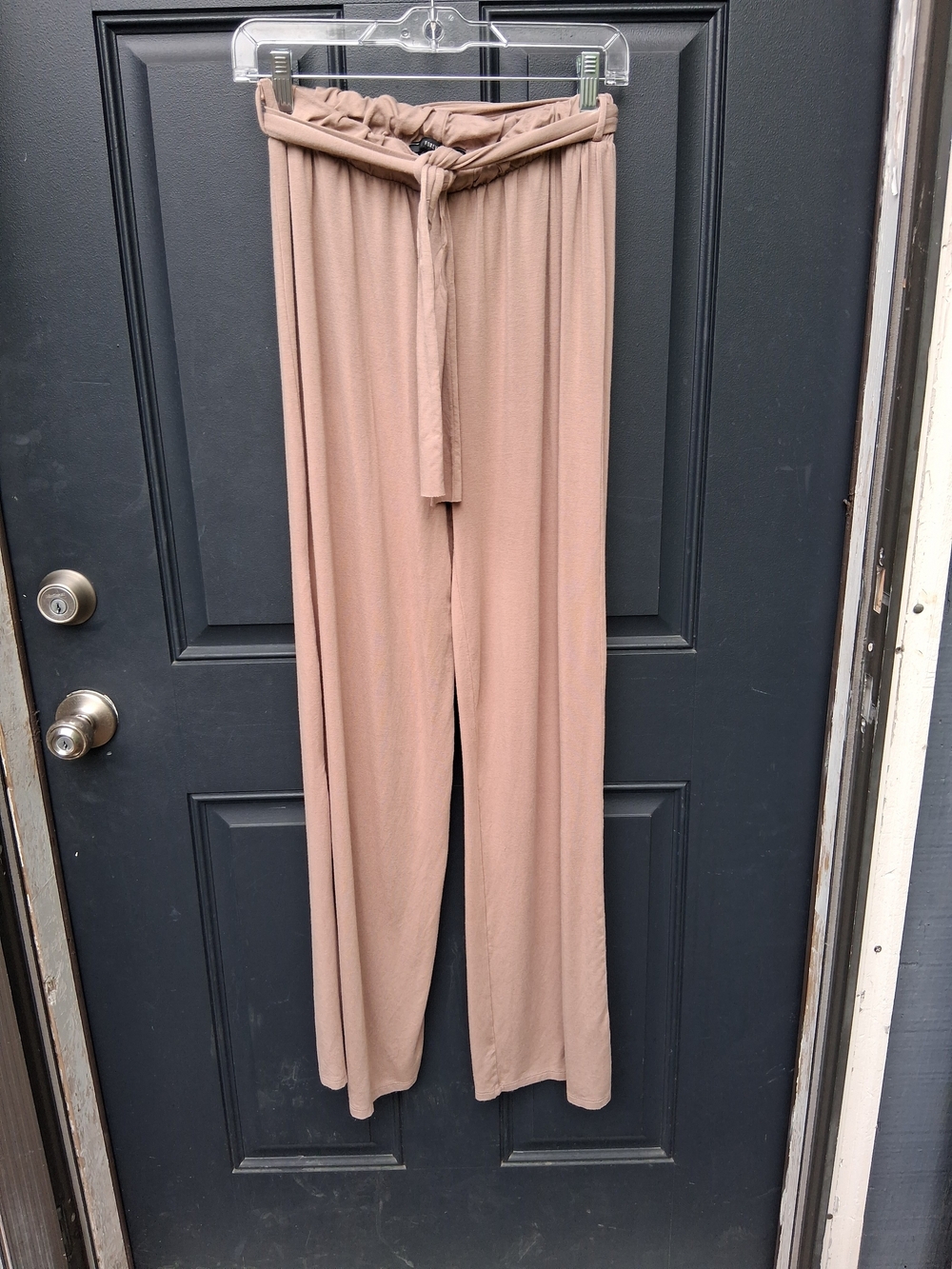 Forever 21 Taupe Straight-Leg Paperbag Waist Pants